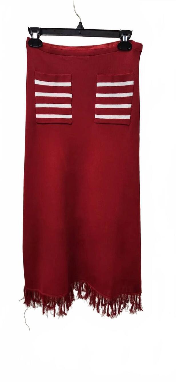 NEW PAPARAZZI women's midi knit skirt in red